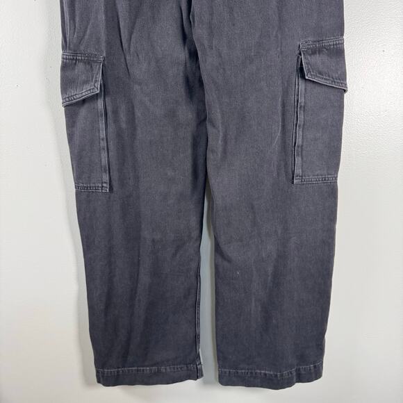 & Other Stories Womens Relaxed Wide Leg Cargo Jeans Black Wash High Rise Sz 6 - Picture 3 of 9